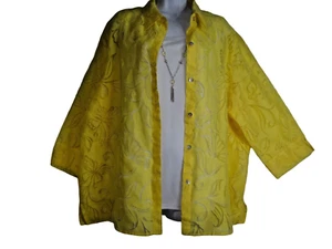 Alfred Dunner Yellow Tank & Blouse Set  3/4 Sleeve Button-Down Pullover XL Top - Picture 1 of 12