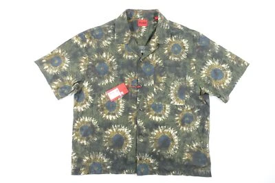 HUGO BOSS EGEENO FLORAL GREEN BLUE LARGE SHORT SLEEVE BUTTON FRONT SHIRT - Image 1 of 4