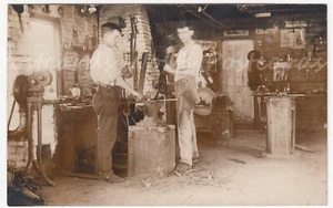 c1910 Blacksmith Iron Works Shop Interior~Vintage Real Photo Postcard - Picture 1 of 2