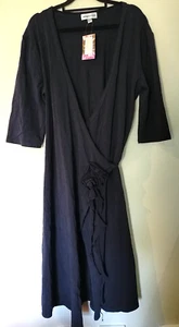 Anna Scholz Size UK 16 (AU 14/16) Wraparound Navy Dress NWT RRP$289 Designer - Picture 1 of 15