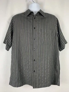 Consensus Trip Ready Mens Top Casual Button Up Shirt Short Sleeve Striped Medium - Picture 1 of 9