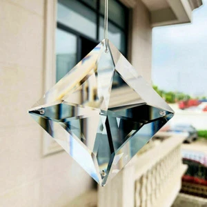 Lámpara de araña de prisma facetado de cristal cuadrado facetado Feng Shui de 4 agujeros hágalo usted mismo - Imagen 1 de 6