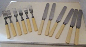 Vintage 1930's . Sheffield England 12 Pc. Stainless Steel Flatware Bakelite - Picture 1 of 2