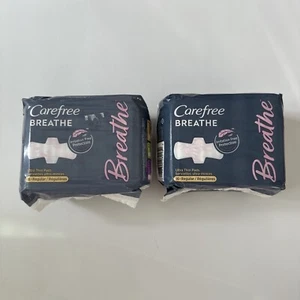 (2) Carefree Breathe Ultra Thin Pads Regular Absorbancy, 16 Count - Picture 1 of 3