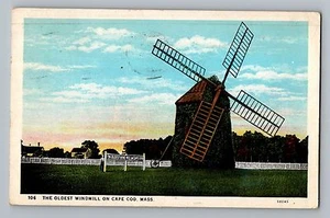 Antigua postal 1930 Cape Cod Massachusetts MA molino de viento más antiguo - Imagen 1 de 2