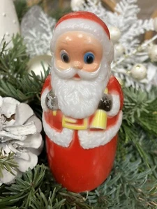 Vintage Christmas Santa Hard Plastic Rolling Wheels Fun World Friction Toy 4” - Picture 1 of 6