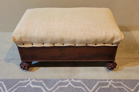 Antique Victorian claw feet oversized stool dark wood rosewood furniture Cover