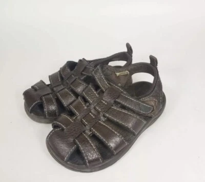 Sandalias de cuero marrón Glory descoloridas para niños con tracción flexible talla 6 Foto 1 de 4