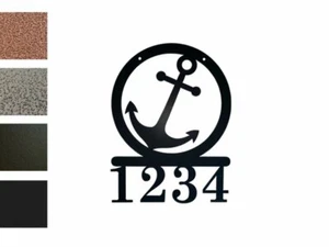 Custom Address Sign Metal with Anchor Nautical for House Yard Gate Customizable - Picture 1 of 1