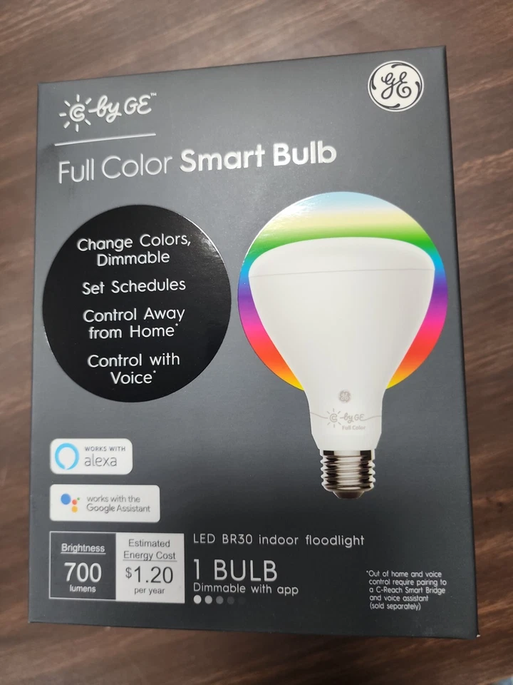 4  C by GE LED BR30 Full Color Smart Bulb Dimmable Alexa & Google NEW - Image 1 of 3