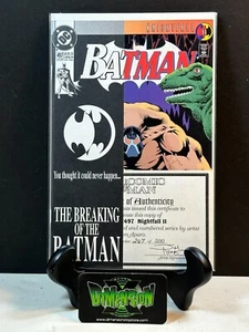 BATMAN #497 SIGNED BY JIM APARO W/ COA 267/500 COMIC 1993 NM DC KNIGHTFALL 11 - Picture 1 of 6
