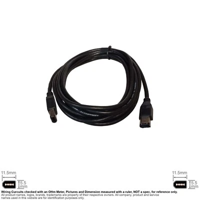 Cable Firewire IEEE 1394 400Mbps 6-Pin Male Male Black 10FT #145503 - Image 1 of 2