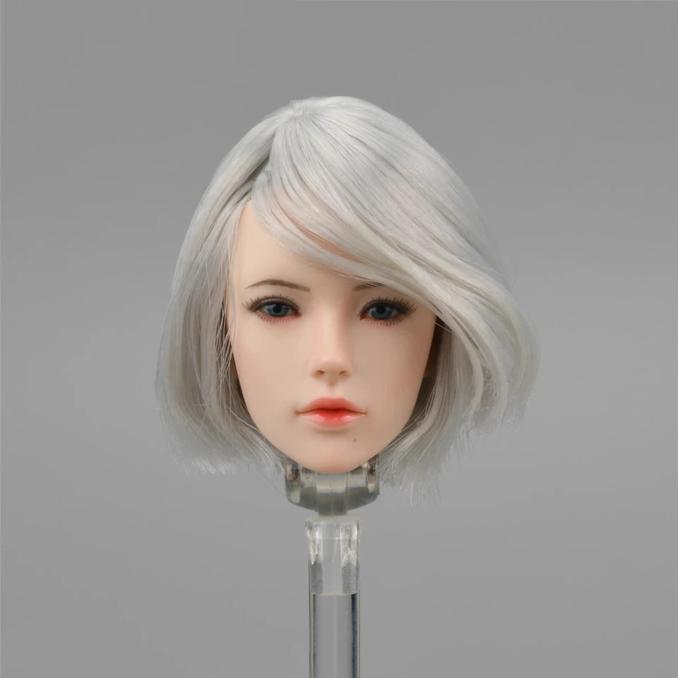Cabeza de niña de belleza esculpida de pelo corto plateado 1/6 2B para figura de acción TBL PH de 12" Foto 1 de 4