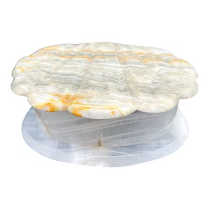 Vintage Gray and White Onyx Marble Shell Box - Picture 1 of 11