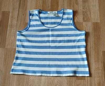 Camiseta sin mangas Liz Baker para mujer grande 12 14 sin mangas a rayas azul blanco Foto 1 de 4