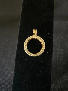 Collier rond ton or « visage strass » breloque seulement 1 x 1 » rond - Photo 1 sur 4