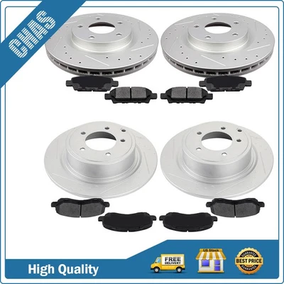 Front And Rear Brake Ceramic Pads & Rotors Kit For 2008 2009-2017 Jeep Patriot Foto 1 de 4