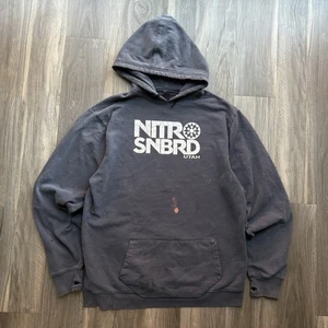 Herren Nitro Snowboard Y2K Distressed Hoodie GRÖSSE LARGE Flecken - Bild 1 von 6