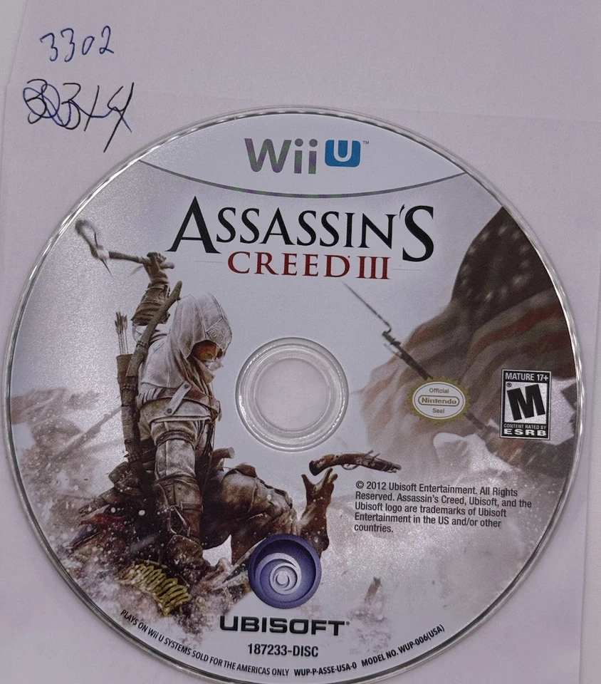 Assassin's Creed III (Nintendo Wii U, 2012) SIN DISCO DE SEGUIMIENTO SOLAMENTE #3302 Foto 1 de 1
