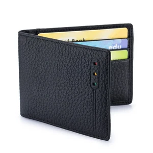 RFID Mens Slim Front Pocket Wallet Genuine Leather Bifold ID/Credit Card Holder - Picture 1 of 10