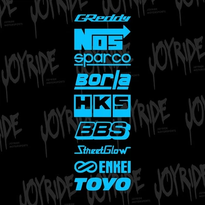 9 Car Automotive Sponsor Decals Pack JDM Drift Racing Sport Logos Aftermarket - Image 1 of 4