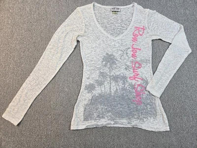 Ron Jon Surf Shop Mujer Grande Blanca Manga Larga Gráfica Camiseta Surf Ropa de Playa Foto 1 de 4
