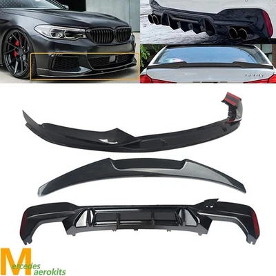Splitter Lip Diffuser Spoiler For BMW 5 Series G30 M Sport 2017-20 Carbon Look Foto 1 de 4
