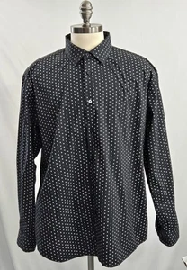 Lucky Brand Black White Geo Print Regular Fit Stretch Button Up Dress Shirt XL - Picture 1 of 9