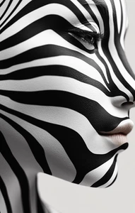 Canvas Art Black White Zebra Abstract Face Paint Style Wall Picture Poster Print - Picture 1 of 22