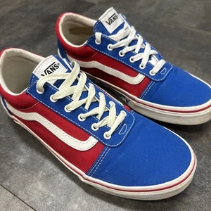 Vans Shoes Youth Size 7 Women’s 9 Lace Up Canvas Red White Blue 500714 - Picture 1 of 11