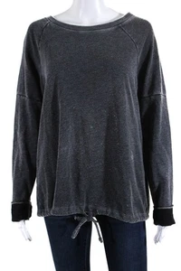 Michael Stars Womens Cotton Drawstring Hem Long Sleeve Pullover Top Gray Size M - Picture 1 of 7