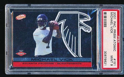 2001 Pacific Prism Atomic MICHAEL VICK Rookie #151 PSA 9 - Image 1 of 2