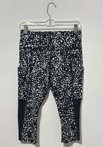 Athleta Spotty All Crop Leggings S Navy Grayish Blue White Pockets Mesh Logo - Picture 1 of 11
