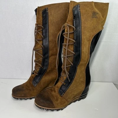 Botas altas Sorel Cate The Great Wedge negras marrones para mujer 9,5 EE. UU. NL2276-286 Foto 1 de 4