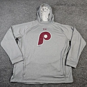 Under Armour Philadelphia Phillies Hoodie Mens XL Gray Loose Fit Coldgear MLB - Picture 1 of 9