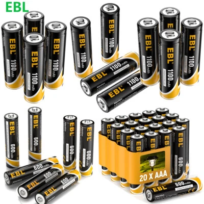 Lote de Baterías Recargables EBL 1.2V AA AAA Batería NiMH para Jardín Luz Solar Foto 1 de 4
