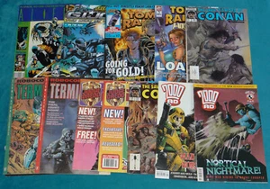 13 x 1990s Graphic Comic Books 200AD, Terminator, Conan, Dredd, Tomb Raider etc - Picture 1 of 13