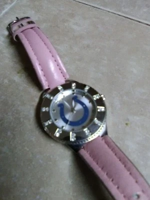 NFL-INDIANAPOLIS COLTS LADIES WATCH-PINK BAND-DIAMOND ACCENTED- - Image 1 of 4