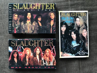Slaughter Cassette Lot Rock Single Fly To The Angels Up All Night Mad About You - Image 1 of 4