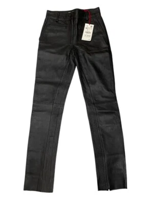 $229 Zara Surplus Black Leather Pants SRPLS Size XS 28x 32 High Rise NWT - Image 1 of 4