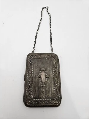 Cartera compacta antigua alemana de plata para damas danza aleta moneda dinero maquillaje Foto 1 de 4