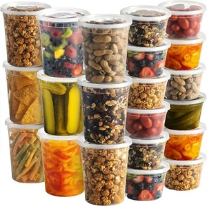 32 oz Heavy Duty Microwavable Deli Food/Soup Plastic Containers w/ Lids BPA free - Picture 1 of 6