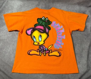 Vintage 90s Looney Tunes Tweety Bird Youth T-shirt XL 14 Frog Glitter 1997 - Picture 1 of 15