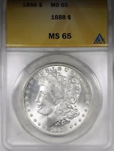 1888 Morgan Dollar ANACS MS65 Gem Quality Coin Flashy - Picture 1 of 2