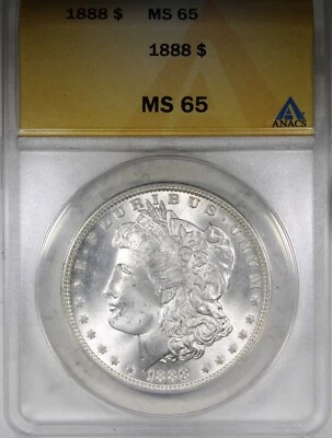 1888 Morgan Dollar ANACS MS65 Gem Quality Coin Flashy - Image 1 of 2