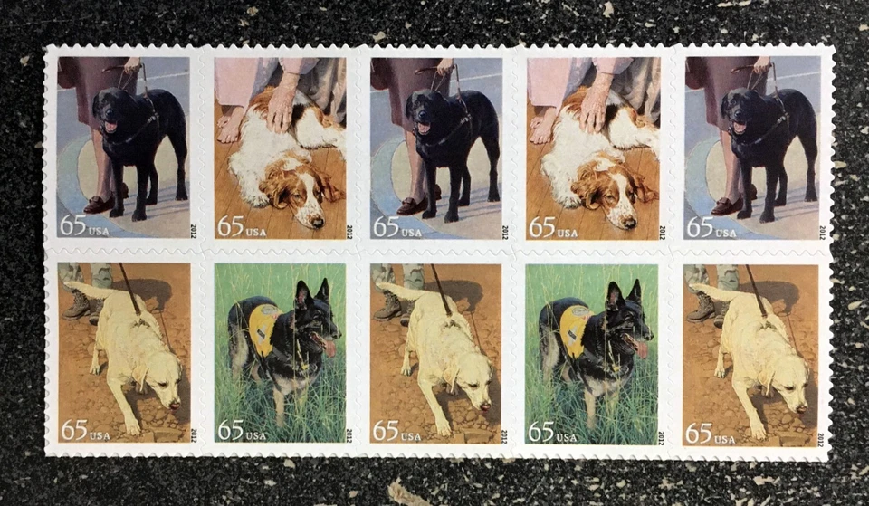 2012USA #4604-4607 65c Dogs At Work - Block of 10 Postage Stamps   Mint - Image 1 of 1
