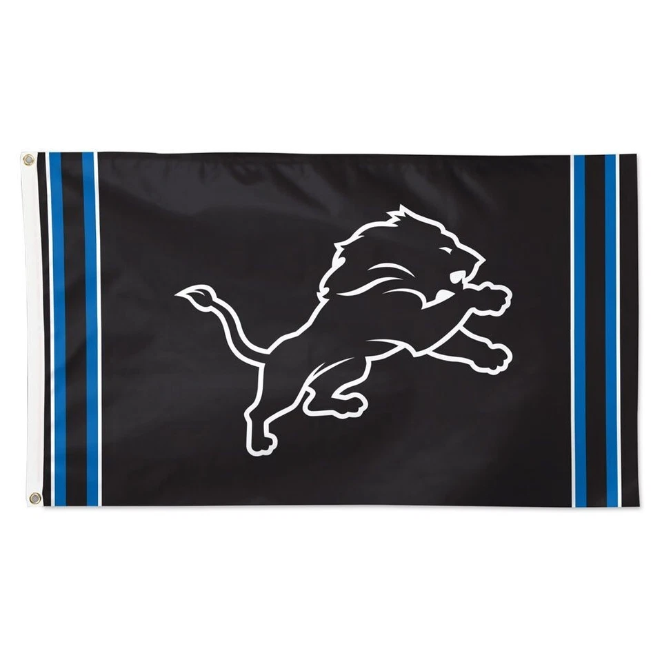Bandera negra de 3x5 pies para fanáticos del fútbol americano de los Detroit Lions - Banner de regalo de pared ideal de la NFL Foto 1 de 1