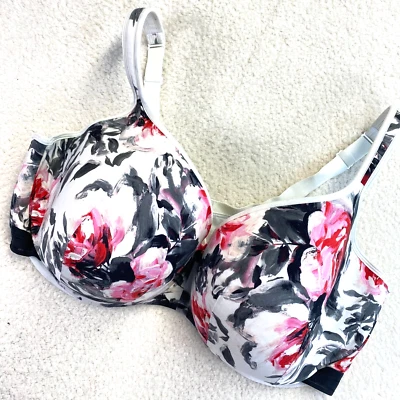 Sujetador Camiseta Cacique Ligeramente Forrado Para Mujer Talla Grande 48G Negro Rojo Rosa Floral Foto 1 de 4