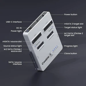 NVME/SATA 3-in-1 SSD Cloner, Coolpie CR311 Offline Clone M.2 Cloner, USB3.2 G... - Photo 1/8