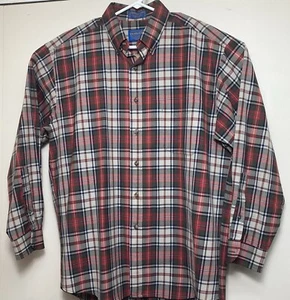 VTG Sir Pendleton Plaid 100% Virgin Wool Button Down Green Red Plaid Men Size L - Picture 1 of 7